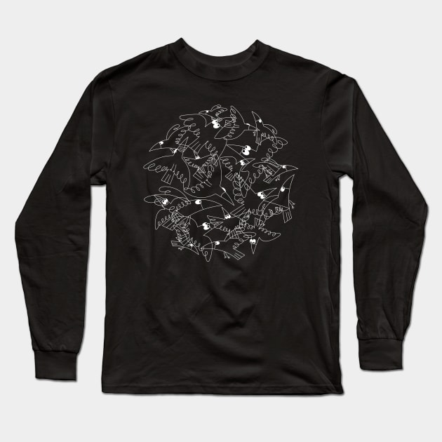 crows doodle Long Sleeve T-Shirt by gh30rgh3